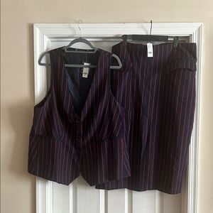 NWT New York & Co. Striped Vest and Skirt Set